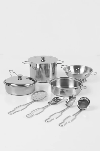 11 Parça Çelik Tencere Tava Seti, Çocuk ÇelikTencere Tava Seti 3815-6