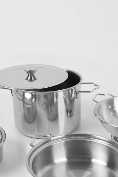 11 Parça Çelik Tencere Tava Seti, Çocuk ÇelikTencere Tava Seti 3815-6 - 5