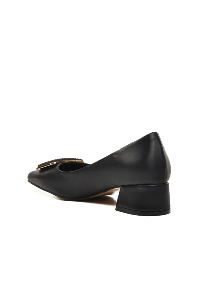 Aspor Siyah Cilt Kadın Topuklu Ayakkabı - Resim 4