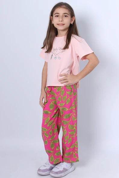 KIZ ÇOCUK İKİLİ TAKIM BASKILI OVERSİZE İSPANYOL PAÇA E15 - Resim 6