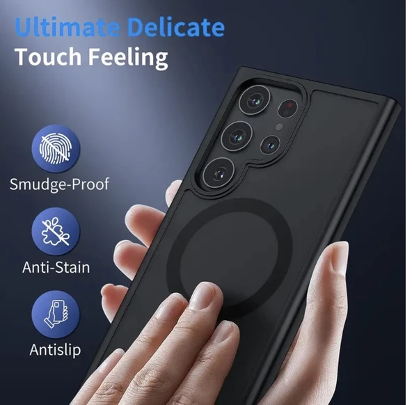 Samsung s24 Sert PC wireless şarj özellikli GRİ Kılıf - 2