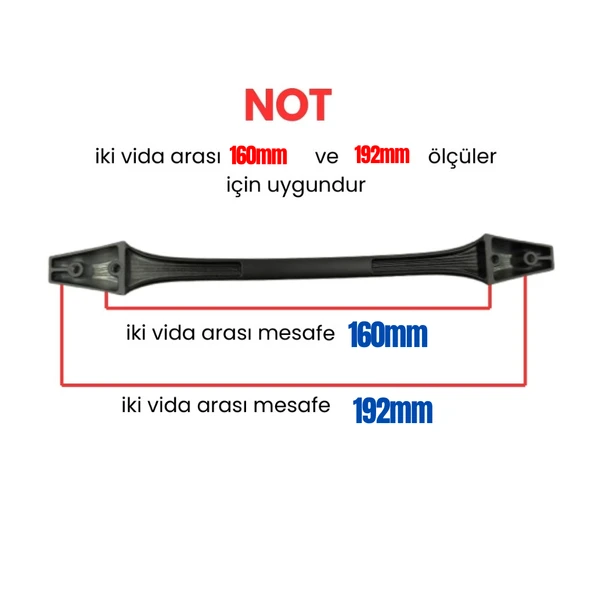 5 Adet Metal İnci Mobilya Çekmece Dolap Kulpu Mat Siyah 160-192mm - 2