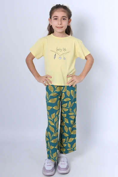 KIZ ÇOCUK İKİLİ TAKIM BASKILI OVERSİZE İSPANYOL PAÇA E15 - Resim 11