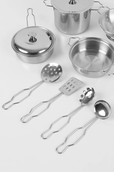 11 Parça Çelik Tencere Tava Seti, Çocuk ÇelikTencere Tava Seti 3815-6 - 4