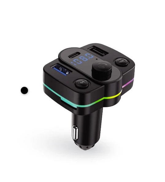 FM Transmitter Müzik Oynatıcı Kablosuz Bağlantı + Araç Şarjı RGB Type-C - 3