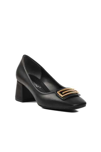 Aspor Siyah Cilt Kadın Topuklu Ayakkabı - Resim 3