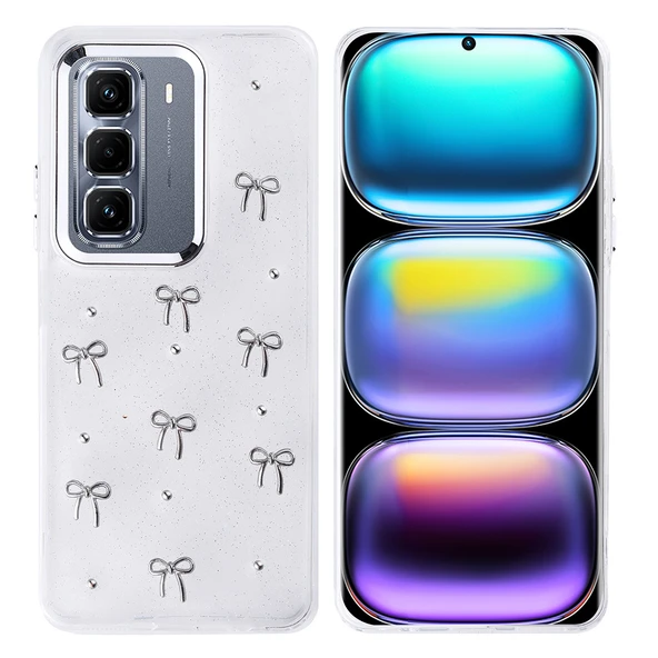 İnfinix Hot 50 Pro Plus 4G Kılıf Airbag Tasarımlı Simli Şeffaf Zore Kutup Kapak - Resim 4