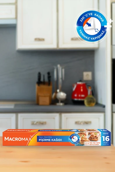 Macromax Hazır Kesilmiş Yağlı Pişirme Kağıdı 16'lı x 3 Adet - 3