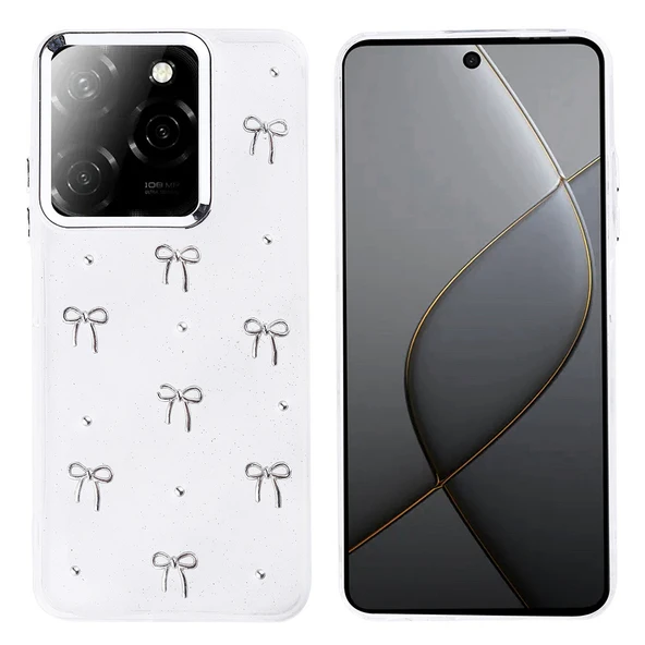 Tecno Spark 20 Pro 5G Kılıf Airbag Tasarımlı Simli Şeffaf Zore Kutup Kapak - Resim 5