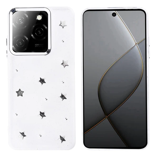 Tecno Spark 20 Pro 5G Kılıf Airbag Tasarımlı Simli Şeffaf Zore Kutup Kapak - Resim 3