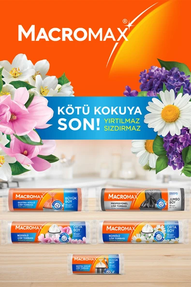 Macromax Büzgülü Hanımeli Çöp Torbası Orta Boy 30'lu x 3 Adet - 2