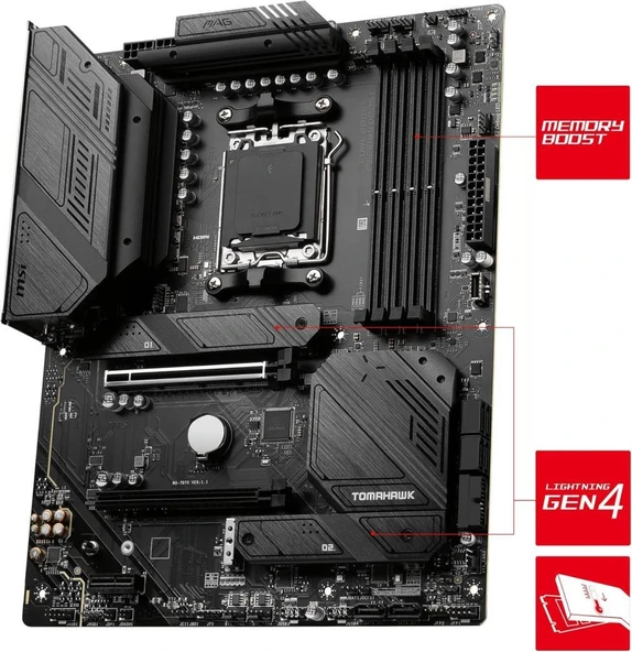 MSI Mag B650 Tomahawk Wi-Fi AMD AM5 DDR5 ATX Anakart Teşhir - 6