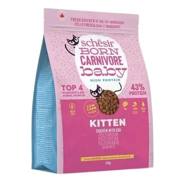 Schesir Born Carnivore Baby Tavuklu ve Yumurtalı Yavru Kedi Maması 255 Gr - 2