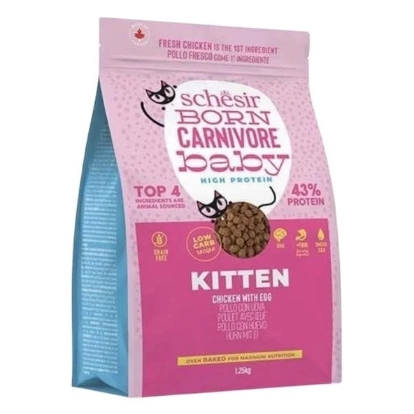 Schesir Born Carnivore Baby Tavuklu ve Yumurtalı Yavru Kedi Maması 1.25 Kg - 2