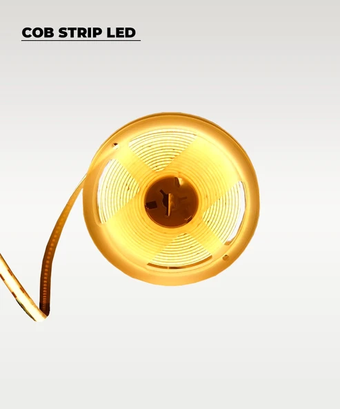 12V COB Şerit Led 3200K Sarı Işık  - Metrede 360 Led - 5 Metre - 2