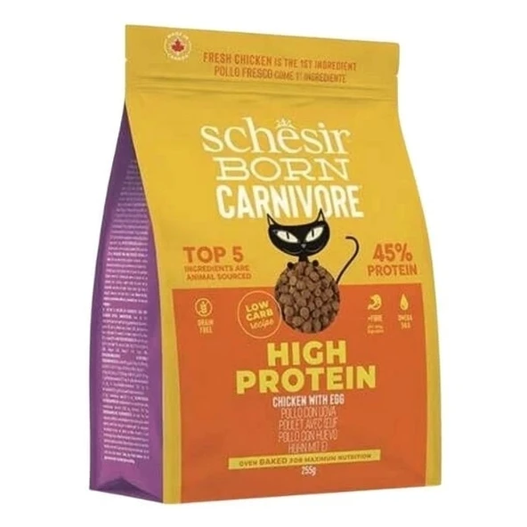 Schesir Born Carnivore Tavuk ve Yumurtalı Yetişkin Kedi Maması 255 Gr - 2