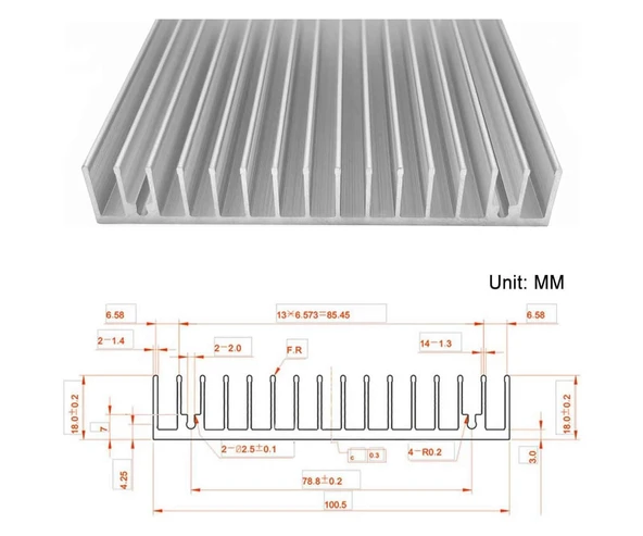 10cm x 10cm x 1.8cm Alüminyum Metal Soğutucu Blok  Radyatör Amfi Led Entegre Transistor Vga Ram Memory Cpu Gpu Peltier Isı Düşürücü - Resim 8