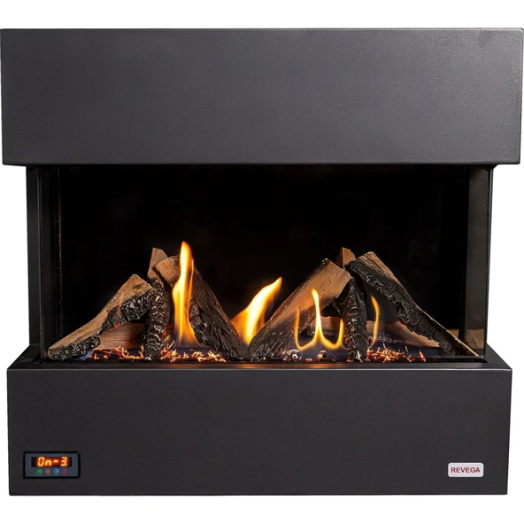 Revega H75AB Uzaktan Kumandalı Hermetik Doğalgaz Soba Şömine Dekoratif Gerçek Alevli Soba - 3