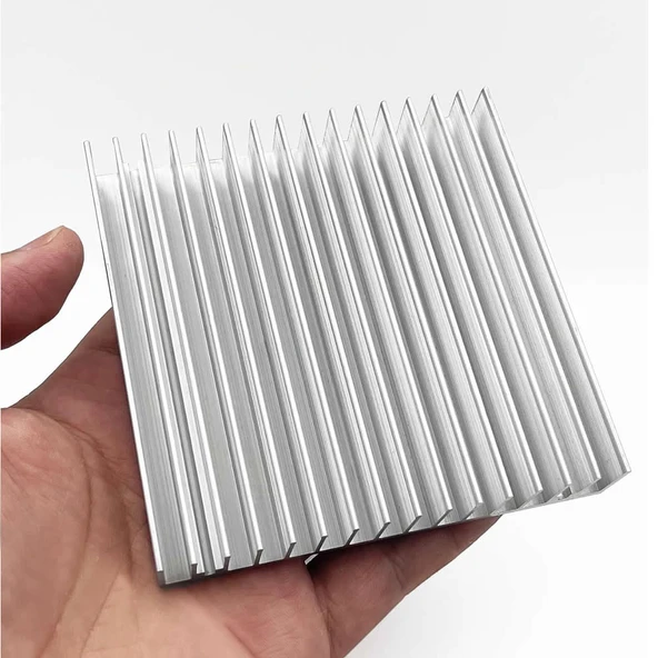 10cm x 10cm x 1.8cm Alüminyum Metal Soğutucu Blok  Radyatör Amfi Led Entegre Transistor Vga Ram Memory Cpu Gpu Peltier Isı Düşürücü - Resim 2