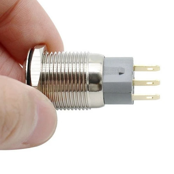 16mm Metal Panel Montaj Düz Kafa Latch Buton NO NC  DC 6A 12V AC 3A 250V IP67 Su Geçirmez Düğme Başlatma Kontrol Otomasyon Araba Makina Bilgisayar Akıllı Ev - 2