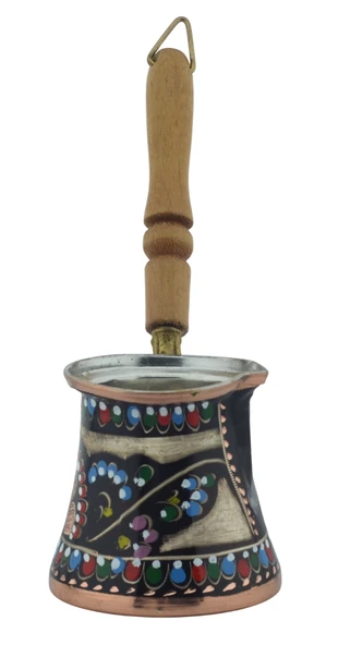 Bakır El İşlemeli 290ml Özel Erzincan Boyalı Renkli Cezve