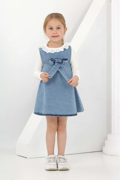 Kız Çocuk 2'li Jean Elbise (Jean Elbise+Bady Sweat) 12180 - 2