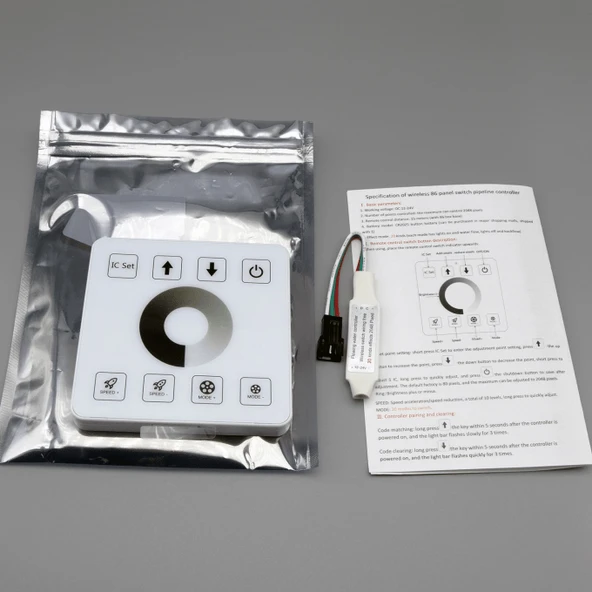 Tek renk piksel Şerit kontrol cihazı dokunmatik panel kablosuz anahtar uzaktan kumanda 15metre beyaz KTF-PC028 4 kanal 12/24V - 6