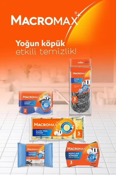 Macromax Klasik Yeşil Sünger 5'li (Düz) x 3 Adet - 3