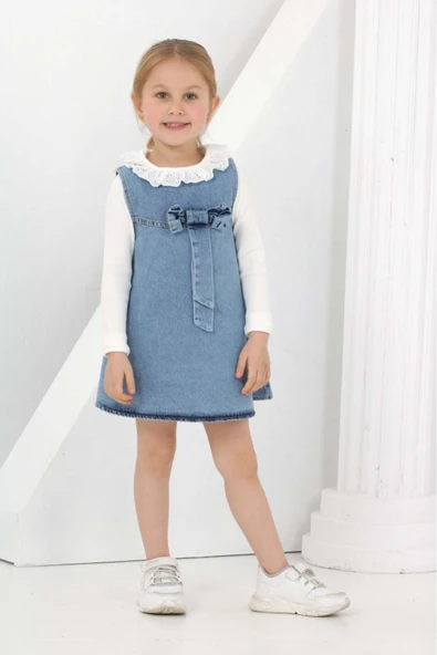 Kız Çocuk 2'li Jean Elbise (Jean Elbise+Bady Sweat) 12180 - 3