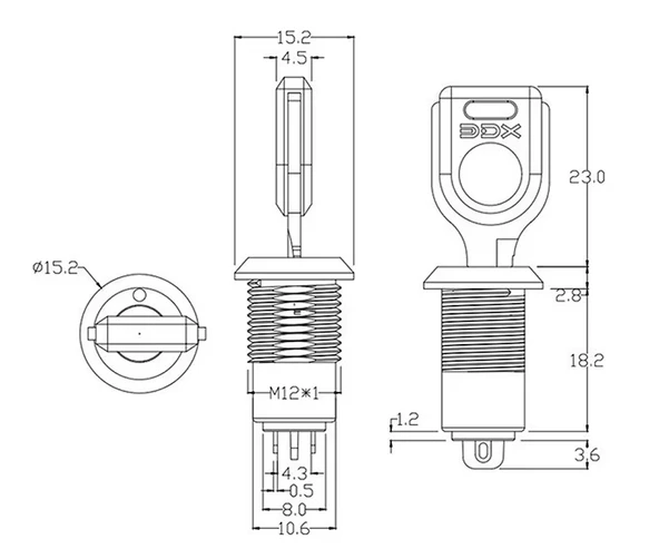 12mm Metal 2 Pin Anahtar Kontrollü Buton  Panel Montaj ON OFF 1A AC 250V Güvenlik Kilit Elektronik Cihaz Makine Başlatma Güç Kontrol Açma Kapama - Resim 7