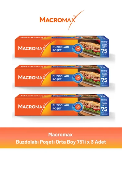 Macromax Buzdolabı Poşeti Orta Boy 75'li x 3 Adet