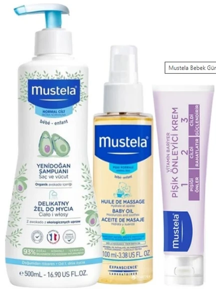 Mustela Bebek Günlük Çözüm Seti (500ml Yenidoğan Şamp.+50ml.Pişik Kremi+100ml.Oil)