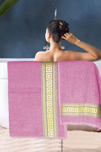 2 Parça Banyo Havlu Seti Helen %100 Pamuklu 70x140 cm