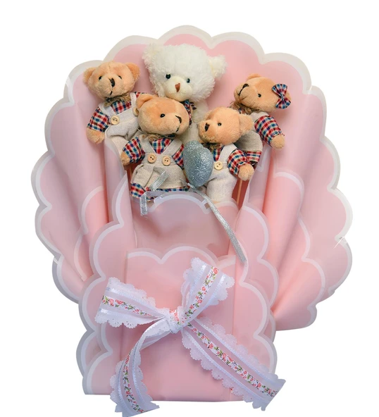 Sole Sevgiliye; Led Peri Işıklı Premium Giysili Yumoş Peluş Ayıcık Buketi - 5