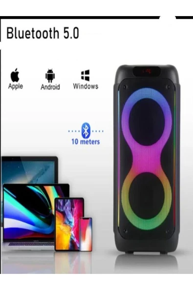 ULTRATEKNO BTS-1829 100W Karaoke Ses Sistemi 2x10 inç RGB Efektli Party Box Mikrofonlu Bluetooth Hoparlör - 5