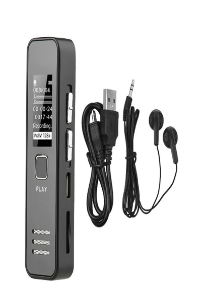Roxy Dijital Mini Ekranlı 32GB Ses Kayıt Cihazı MP3 Çalar Ders Kaydı Röportaj Kaydı Dinleme1 Cihazı - Resim 8