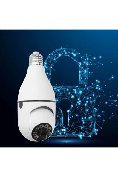 BiNtech Gece Görüşlü 360 Derece Led Işık 1080p Wifi Kamera Kablosuz Panoramik Ev Güvenlik Ampul Kamerası - 5