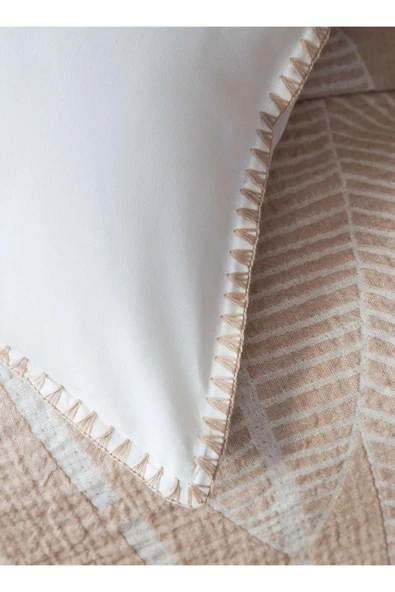 Apricitas HOME Müslin Collection June Bej Çift Kişilik Müslin Yatak Örtülü %100 Pamuk Nevresim Takımı - 2