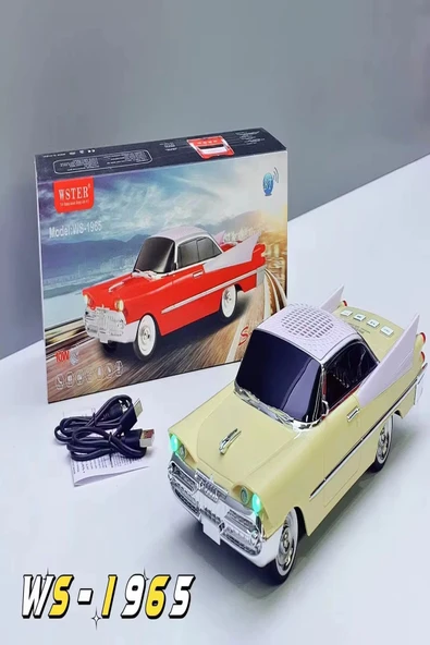 ULTRATEKNO WS-1965BT Dodge 59 Model Retro Araba Bluetooth Hoparlör Fm Radyo USB Tf Aux Destekli Speaker - 4