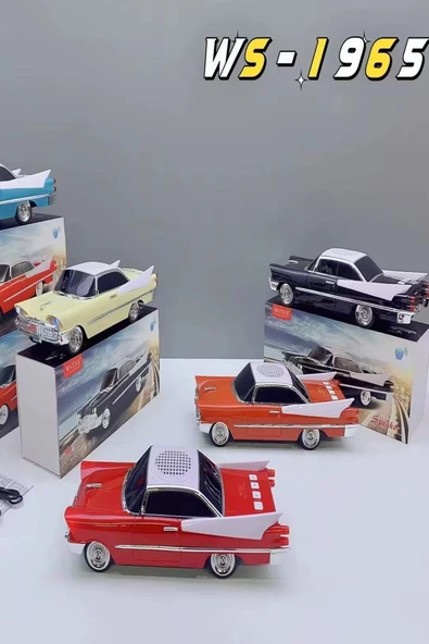 ULTRATEKNO WS-1965BT Dodge 59 Model Retro Araba Bluetooth Hoparlör Fm Radyo USB Tf Aux Destekli Speaker - 6