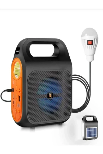 ULTRATEKNO KTF-1837 Güneş Panelli El Fenerli Powerbank Özellikli Kamp Tipi Taşınabilir Bluetooth Hoparlör Radyo