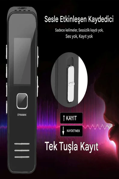 Roxy Dijital Mini Ekranlı 32GB Ses Kayıt Cihazı MP3 Çalar Ders Kaydı Röportaj Kaydı Dinleme1 Cihazı - Resim 3