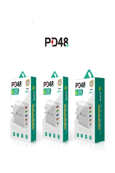 ULTRATEKNO Turbo 48w 4 Usb Li Çoklu Şarj Adaptörü 3.1a Type-c Pd 18w Siyah Renk - 6