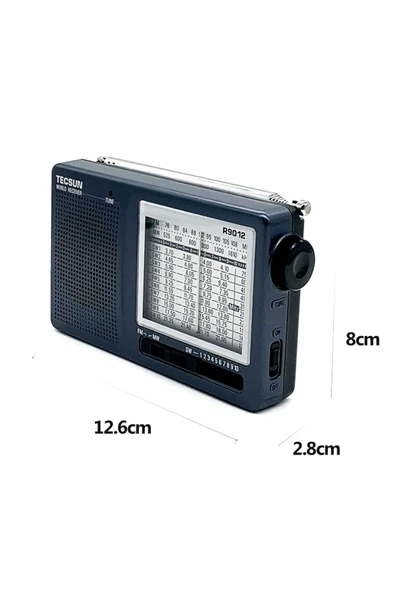 Tecsun R-9012 Taşınabilir Analog Radyo Kısa Dalga FM Stereo Alıcı FM/MW/SW 12 Bantlı Dünya Radyosu - Resim 2