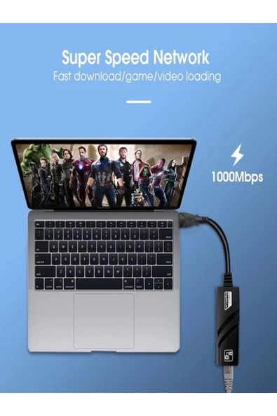 ULTRATEKNO Usb 3.0 To RJ45 Gigabit Ethernet Adaptörü Kablolu USB Dönüştürücü 1000 Mbps Laptop PC Çevirici - 4