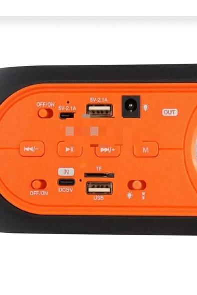 ULTRATEKNO KTF-1837 Güneş Panelli El Fenerli Powerbank Özellikli Kamp Tipi Taşınabilir Bluetooth Hoparlör Radyo - 8