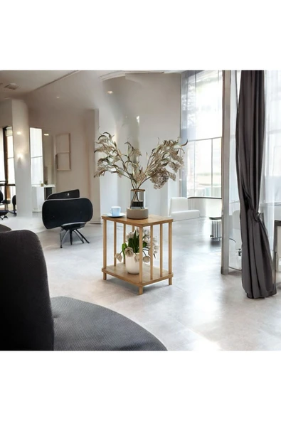 MERVİNG Kolay kurulum Komodin ahşap ayaklı atlantik çam desenli - 3