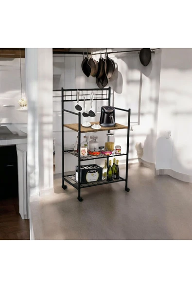 MERVİNG Tekerlekli Bango Mutfak Rafı Çok Amaçlı Dolap - 2