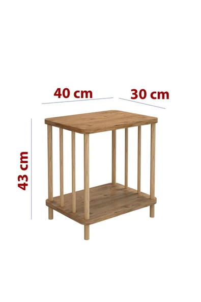 MERVİNG Kolay kurulum Komodin ahşap ayaklı atlantik çam desenli - 5