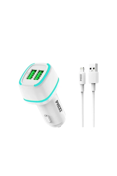 MERVİNG Force Çift Çıkışlı Fast Lightning USB Kablolu Araç Şarj Cihazı Iphone Uyumlu - 4